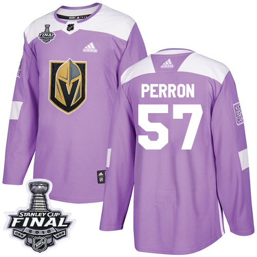Adidas Golden Knights #57 David Perron Purple Authentic Fights Cancer 2018 Stanley Cup Final Stitched Youth NHL Jersey - Click Image to Close